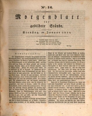 Morgenblatt für gebildete Stände Dienstag 19. Januar 1830