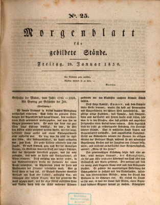 Morgenblatt für gebildete Stände Freitag 29. Januar 1830