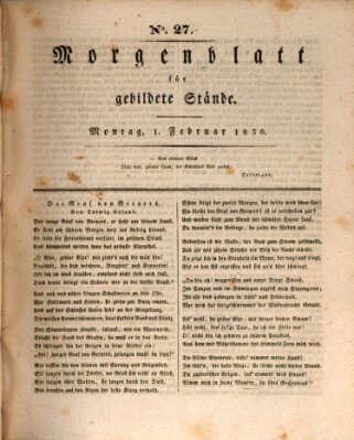 Morgenblatt für gebildete Stände Montag 1. Februar 1830