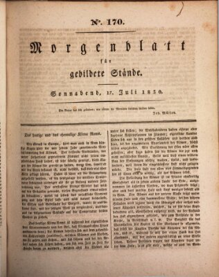 Morgenblatt für gebildete Stände Samstag 17. Juli 1830