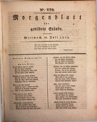 Morgenblatt für gebildete Stände Mittwoch 28. Juli 1830