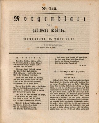 Morgenblatt für gebildete Stände Samstag 18. Juni 1831