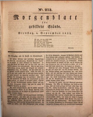 Morgenblatt für gebildete Stände Dienstag 6. September 1831