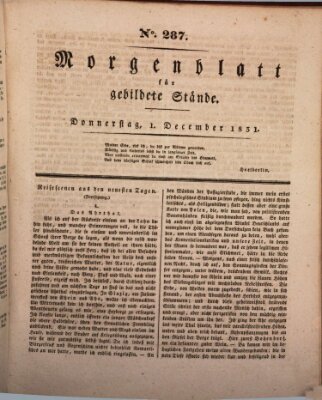 Morgenblatt für gebildete Stände Donnerstag 1. Dezember 1831