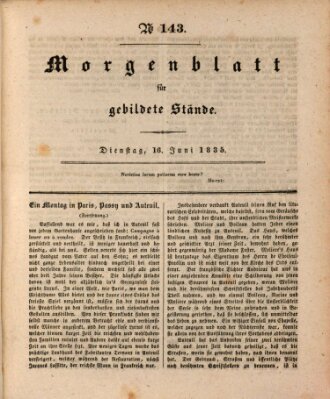 Morgenblatt für gebildete Stände Dienstag 16. Juni 1835