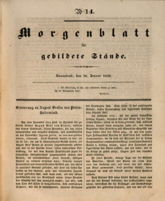 Morgenblatt für gebildete Stände Samstag 16. Januar 1836