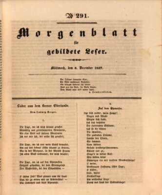 Morgenblatt für gebildete Leser (Morgenblatt für gebildete Stände) Mittwoch 6. Dezember 1837