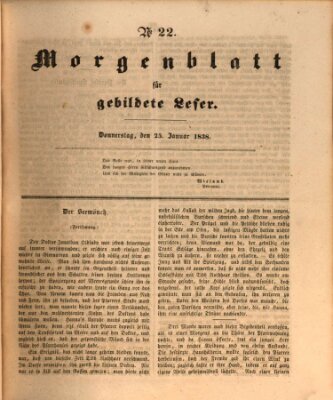 Morgenblatt für gebildete Leser (Morgenblatt für gebildete Stände) Donnerstag 25. Januar 1838