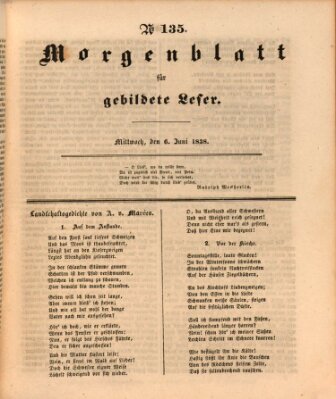 Morgenblatt für gebildete Leser (Morgenblatt für gebildete Stände) Mittwoch 6. Juni 1838