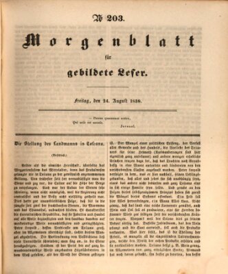 Morgenblatt für gebildete Leser (Morgenblatt für gebildete Stände) Freitag 24. August 1838