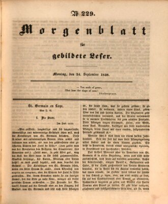 Morgenblatt für gebildete Leser (Morgenblatt für gebildete Stände) Montag 24. September 1838