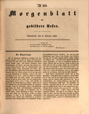 Morgenblatt für gebildete Leser (Morgenblatt für gebildete Stände) Samstag 9. Februar 1839