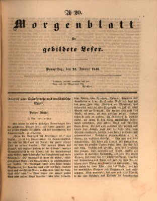 Morgenblatt für gebildete Leser (Morgenblatt für gebildete Stände) Donnerstag 23. Januar 1840
