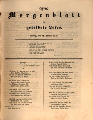 Morgenblatt für gebildete Leser (Morgenblatt für gebildete Stände) Freitag 31. Januar 1840