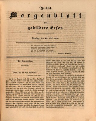Morgenblatt für gebildete Leser (Morgenblatt für gebildete Stände) Dienstag 12. Mai 1840