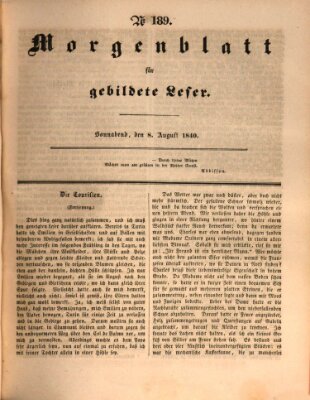 Morgenblatt für gebildete Leser (Morgenblatt für gebildete Stände) Samstag 8. August 1840