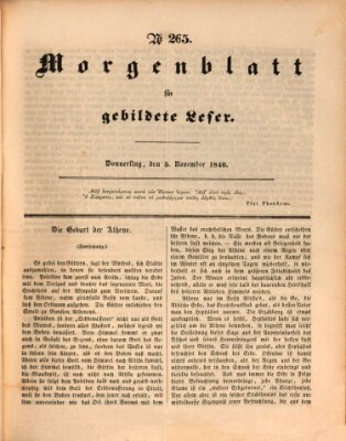 Morgenblatt für gebildete Leser (Morgenblatt für gebildete Stände) Donnerstag 5. November 1840