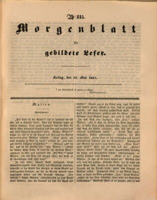 Morgenblatt für gebildete Leser (Morgenblatt für gebildete Stände) Freitag 14. Mai 1841