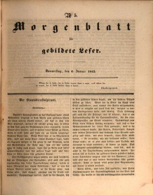 Morgenblatt für gebildete Leser (Morgenblatt für gebildete Stände) Donnerstag 6. Januar 1842