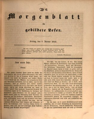 Morgenblatt für gebildete Leser (Morgenblatt für gebildete Stände) Freitag 7. Januar 1842