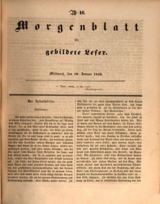 Morgenblatt für gebildete Leser (Morgenblatt für gebildete Stände) Mittwoch 19. Januar 1842