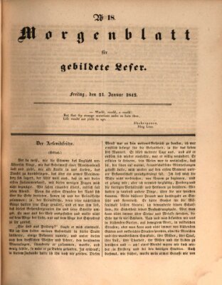 Morgenblatt für gebildete Leser (Morgenblatt für gebildete Stände) Freitag 21. Januar 1842