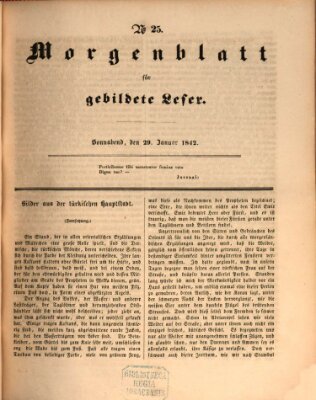 Morgenblatt für gebildete Leser (Morgenblatt für gebildete Stände) Samstag 29. Januar 1842
