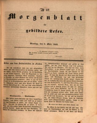 Morgenblatt für gebildete Leser (Morgenblatt für gebildete Stände) Dienstag 8. März 1842