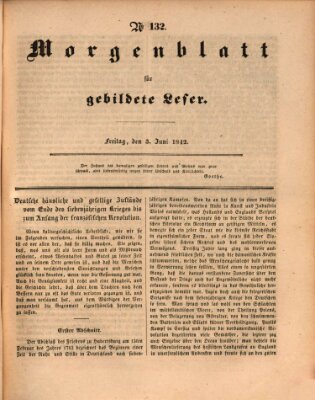 Morgenblatt für gebildete Leser (Morgenblatt für gebildete Stände) Freitag 3. Juni 1842