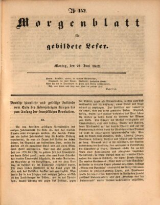 Morgenblatt für gebildete Leser (Morgenblatt für gebildete Stände) Montag 27. Juni 1842
