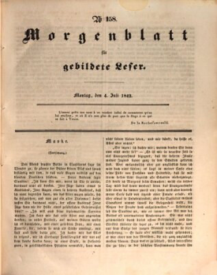 Morgenblatt für gebildete Leser (Morgenblatt für gebildete Stände) Montag 4. Juli 1842