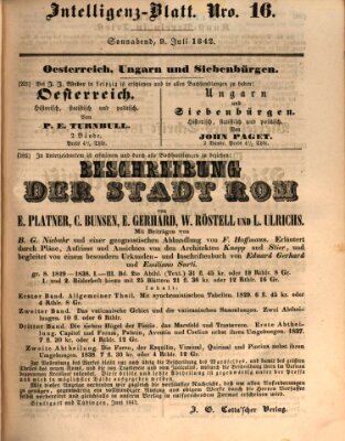Morgenblatt für gebildete Leser (Morgenblatt für gebildete Stände) Samstag 9. Juli 1842