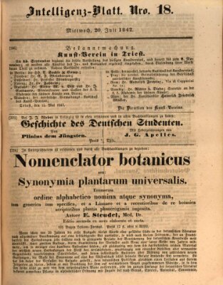Morgenblatt für gebildete Leser (Morgenblatt für gebildete Stände) Mittwoch 20. Juli 1842