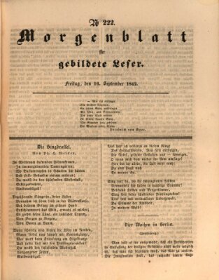 Morgenblatt für gebildete Leser (Morgenblatt für gebildete Stände) Freitag 16. September 1842