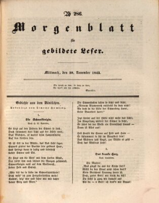 Morgenblatt für gebildete Leser (Morgenblatt für gebildete Stände) Mittwoch 30. November 1842