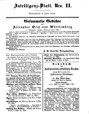 Morgenblatt für gebildete Leser (Morgenblatt für gebildete Stände) Samstag 3. Juni 1843