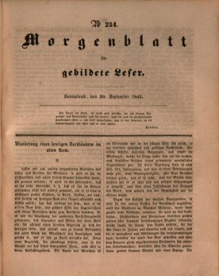 Morgenblatt für gebildete Leser (Morgenblatt für gebildete Stände) Samstag 30. September 1843