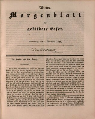 Morgenblatt für gebildete Leser (Morgenblatt für gebildete Stände) Donnerstag 7. Dezember 1843