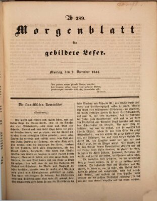 Morgenblatt für gebildete Leser (Morgenblatt für gebildete Stände) Montag 2. Dezember 1844