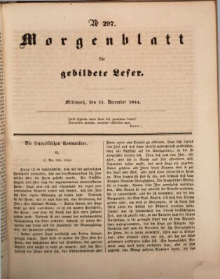 Morgenblatt für gebildete Leser (Morgenblatt für gebildete Stände) Mittwoch 11. Dezember 1844