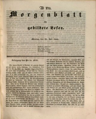 Morgenblatt für gebildete Leser (Morgenblatt für gebildete Stände) Montag 21. Juli 1845