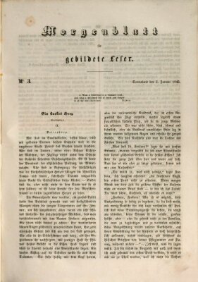 Morgenblatt für gebildete Leser (Morgenblatt für gebildete Stände) Samstag 3. Januar 1846