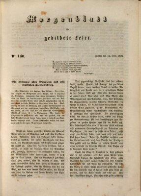 Morgenblatt für gebildete Leser (Morgenblatt für gebildete Stände) Freitag 12. Juni 1846