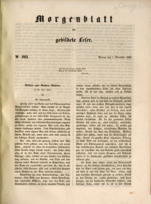 Morgenblatt für gebildete Leser (Morgenblatt für gebildete Stände) Montag 1. November 1847