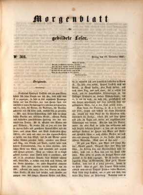 Morgenblatt für gebildete Leser (Morgenblatt für gebildete Stände) Freitag 17. Dezember 1847