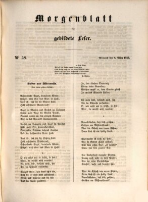 Morgenblatt für gebildete Leser (Morgenblatt für gebildete Stände) Mittwoch 8. März 1848