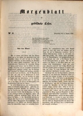 Morgenblatt für gebildete Leser (Morgenblatt für gebildete Stände) Donnerstag 4. Januar 1849