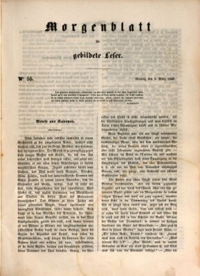 Morgenblatt für gebildete Leser (Morgenblatt für gebildete Stände) Montag 5. März 1849