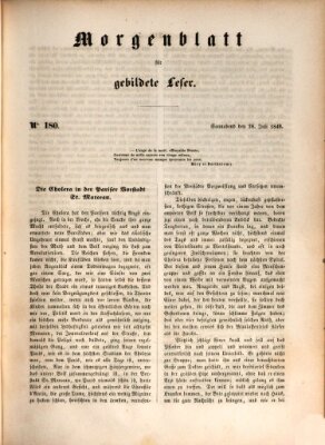 Morgenblatt für gebildete Leser (Morgenblatt für gebildete Stände) Samstag 28. Juli 1849