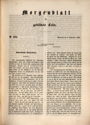Morgenblatt für gebildete Leser (Morgenblatt für gebildete Stände) Mittwoch 5. September 1849